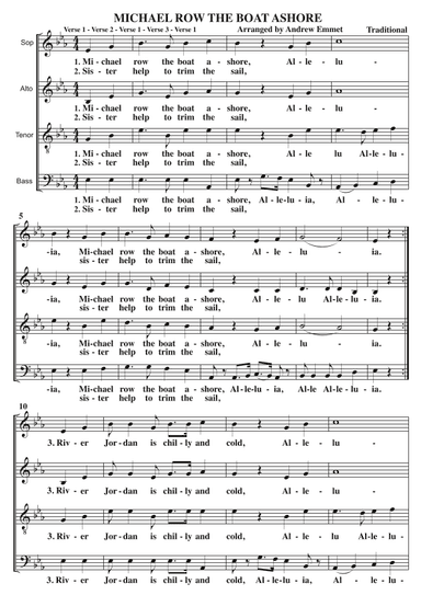 Michael Row The Boat Ashore A Cappella SATB (arr. Andrew Emmet)