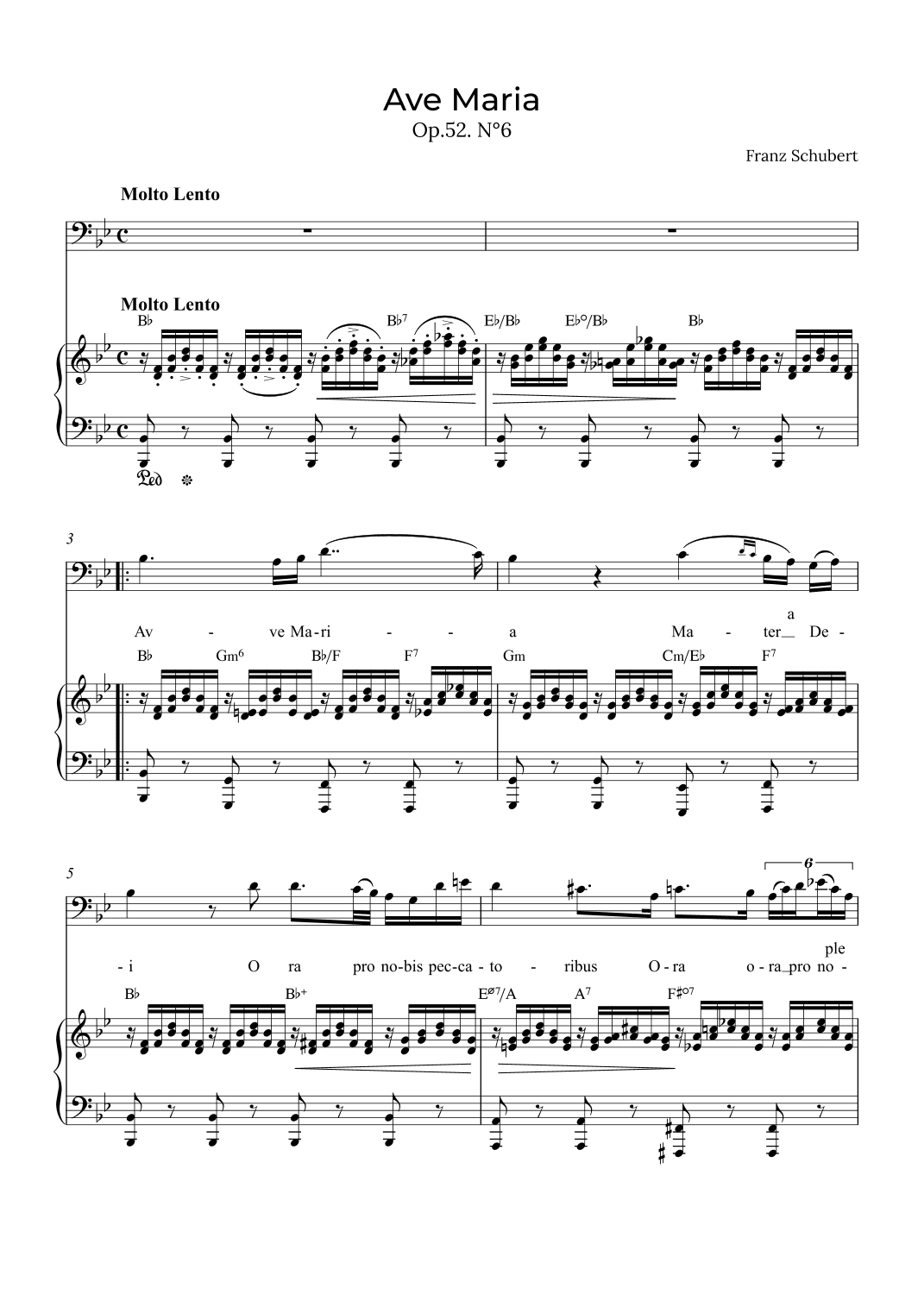 Ave Maria Schubert - Baritone with chords in Bb (arr. Alex Nunes Rodrigues)