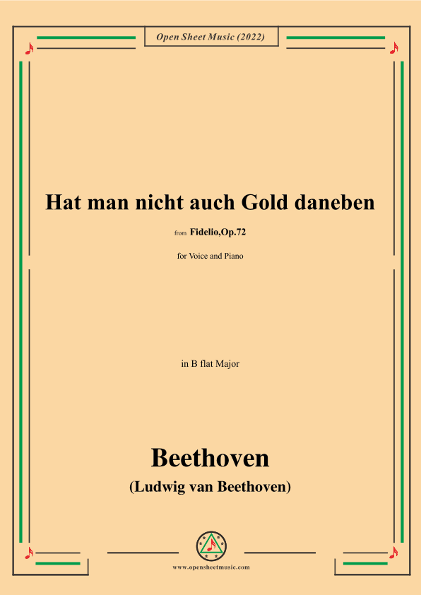Beethoven-Hat man nicht auch Gold daneben,from Fidelio,for Voice and Piano (arr. OSM Press)