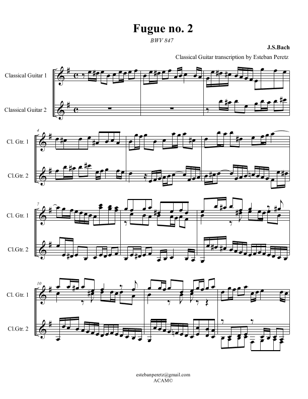 Fugue no. 2 (arr. Esteban Peretz)