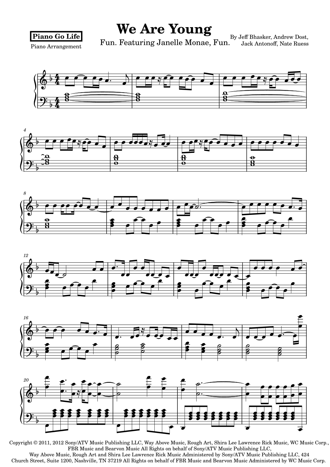 We Are Young (arr. Piano Go Life)