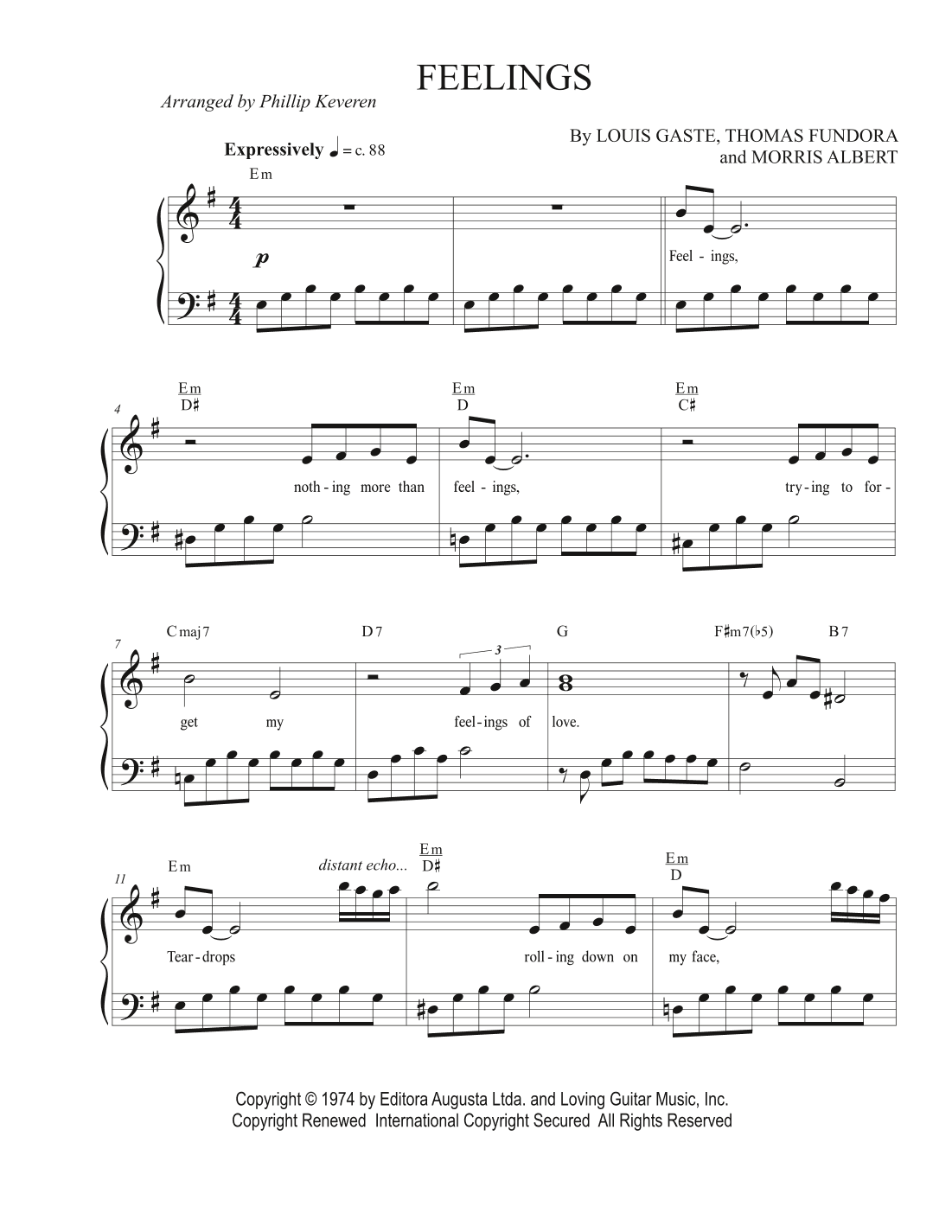 Feelings (?dime?) (arr. Phillip Keveren)