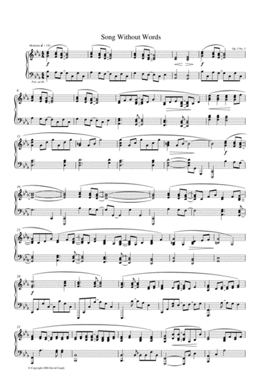 Songs without Words for solo Piano, Op. 5, No. 3