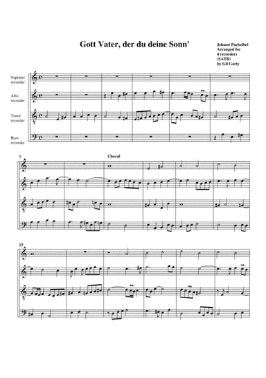 Gott Vater, der du deine Sonn' (arrangement for 4 recorders) (arr. Gil Garty)