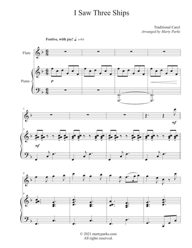 I Saw Three Ships (Flute-Piano) (arr. Marty Parks)
