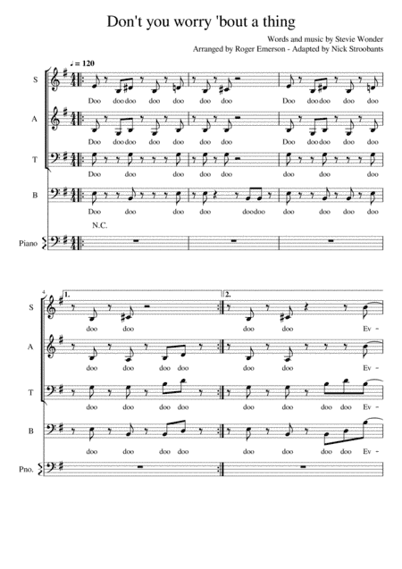Don't You Worry 'bout A Thing (arr. Nick Stroobants)