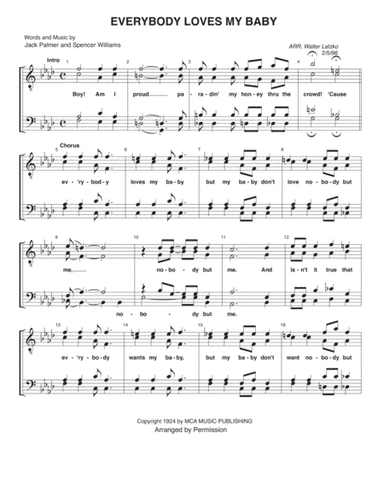 EVERYBODY LOVES MY BABY (arr. Walter Latzko)