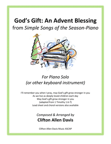 God's Gift: An Advent Blessing (solo piano) Clifton Davis