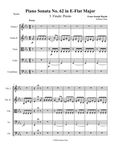 Piano Sonata in E-flat major, Hob.XVI:52, Movement 3 (arr. Joshua Choe)