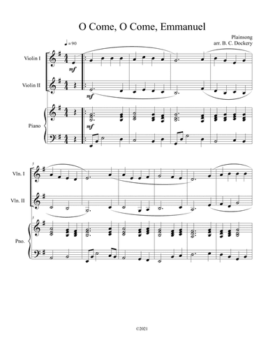 O Come, O Come, Emmanuel (Violin Duet with Piano Accompaniment) (arr. B. C. Dockery)