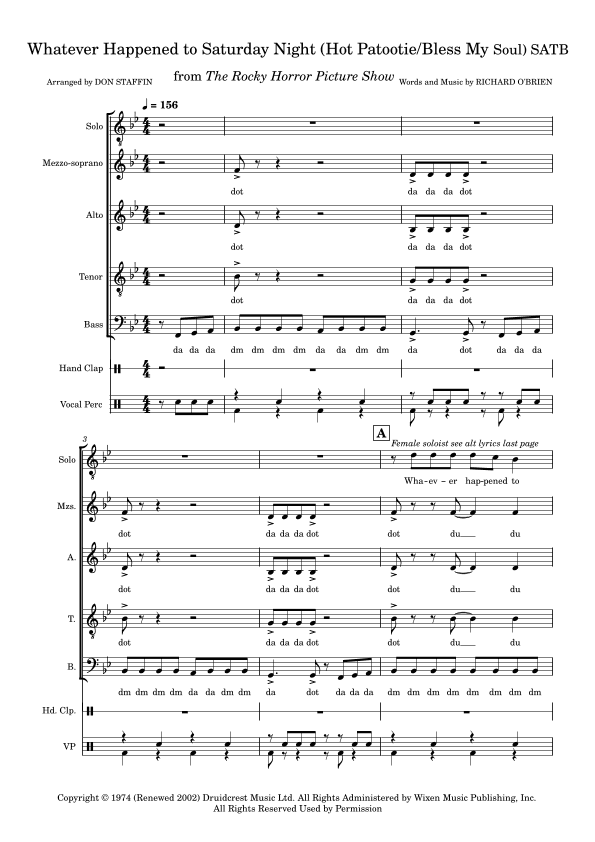 Whatever Happened To Saturday Night? (arr. Don Staffin)