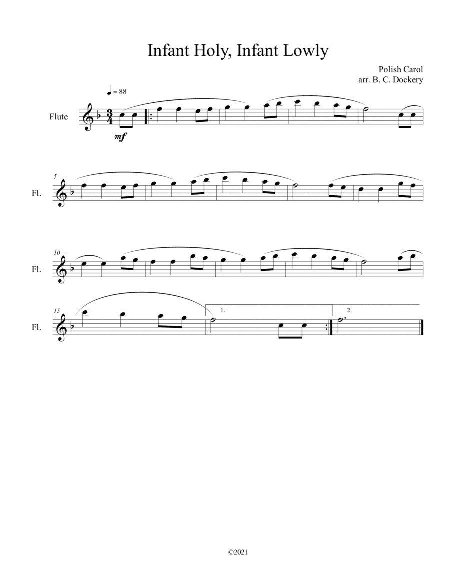Infant Holy, Infant Lowly (Flute Solo) (arr. B. C. Dockery)