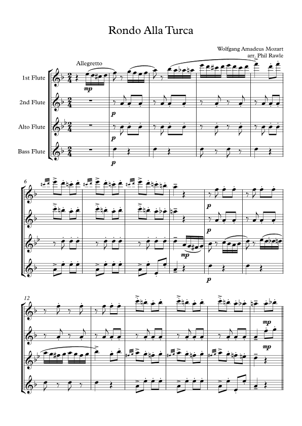 Rondo Alla Turca - Flute Quartet (arr. Phil Rawle)
