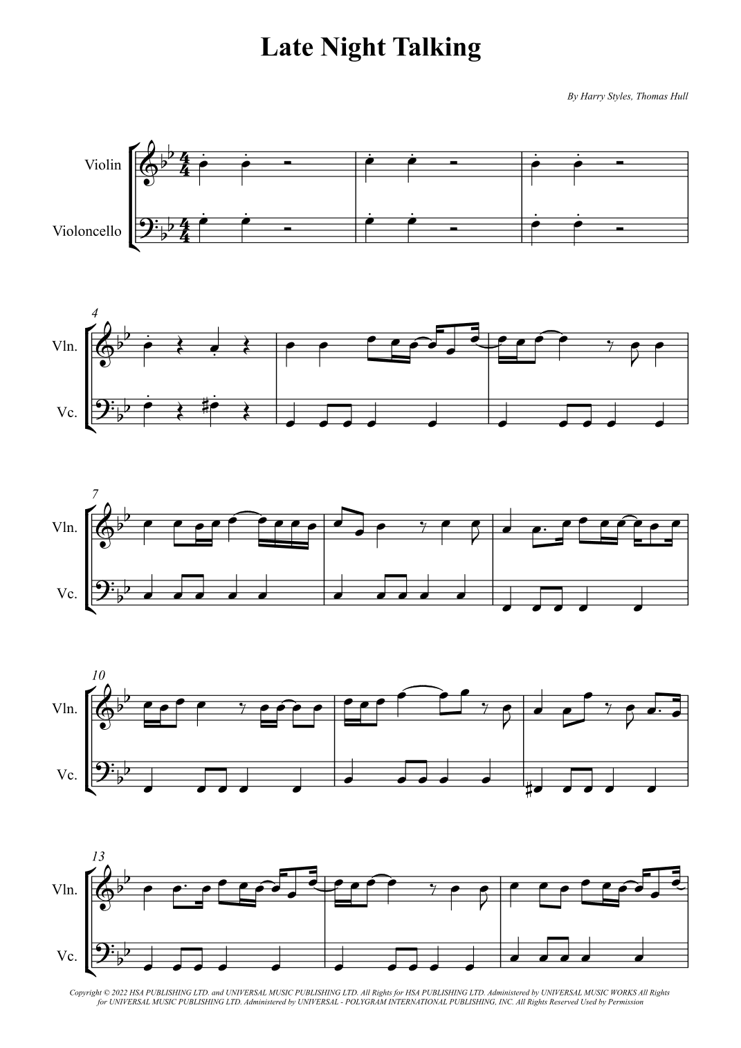 Late Night Talking (arr. Wesley S. SIlva)