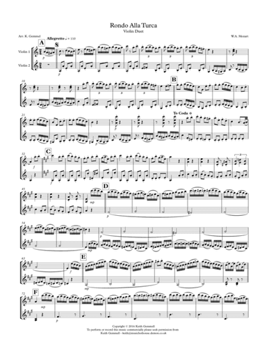 Rondo Alla Turka: Violin Duet (arr. Keith Gemmell)