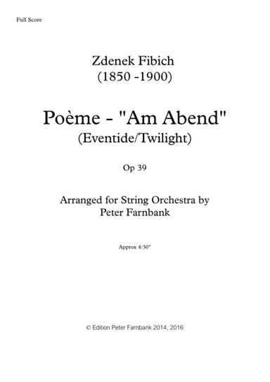 "Poeme" (Eventide) for String Orchestra (arr. Peter Farnbank)