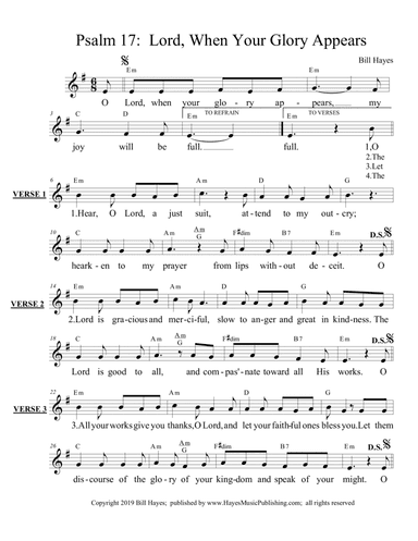 Psalm 17:  Lord, When Your Glory Appears - leadsheet