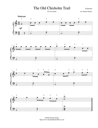 The Old Chisholm Trail - for easy piano (arr. Samuel Stokes)