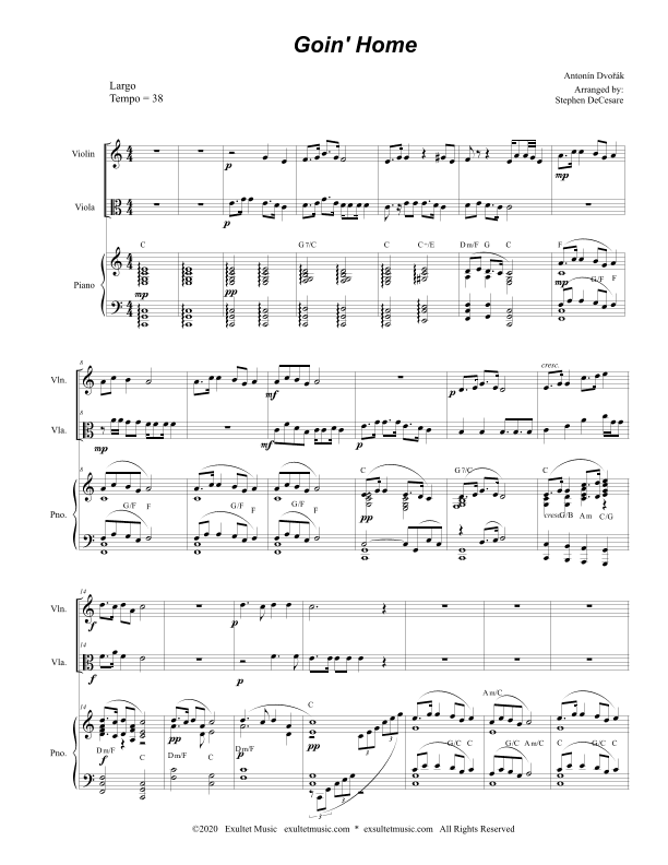 Goin' Home (Duet for Violin and Viola) (arr. Stephen DeCesare)