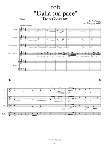 "Dalla sua pace" - "Don Giovanni" (Mozart) - arr. for flute, violin, cello, piano and vocals (Tenor) (arr. Wolfgang Völkl)