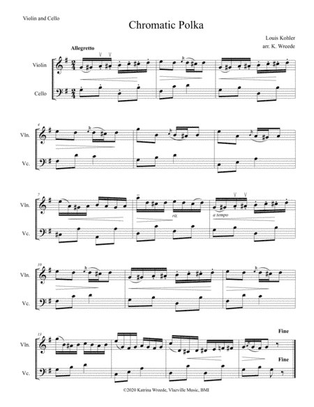 Chromatic Polka for Violin and Cello (arr. K. Wreede)