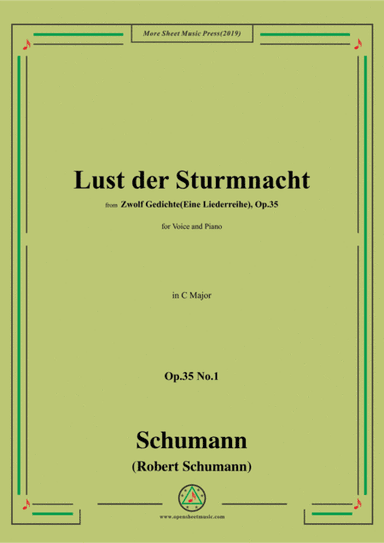 Schumann-Lust der Sturmnacht,Op.35 No.1 in C Major,for Voice&Pano (arr. MSM)