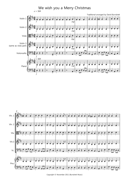 We wish you a Merry Christmas for String Quartet (arr. David Burndrett)