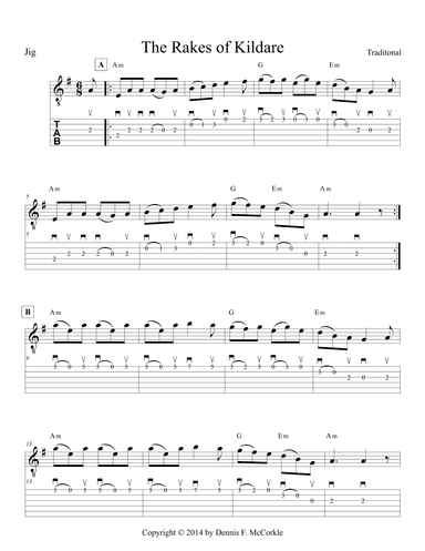 Rakes of Kildare, The (for Guitar) (arr. McCorkle, Dennis F.)