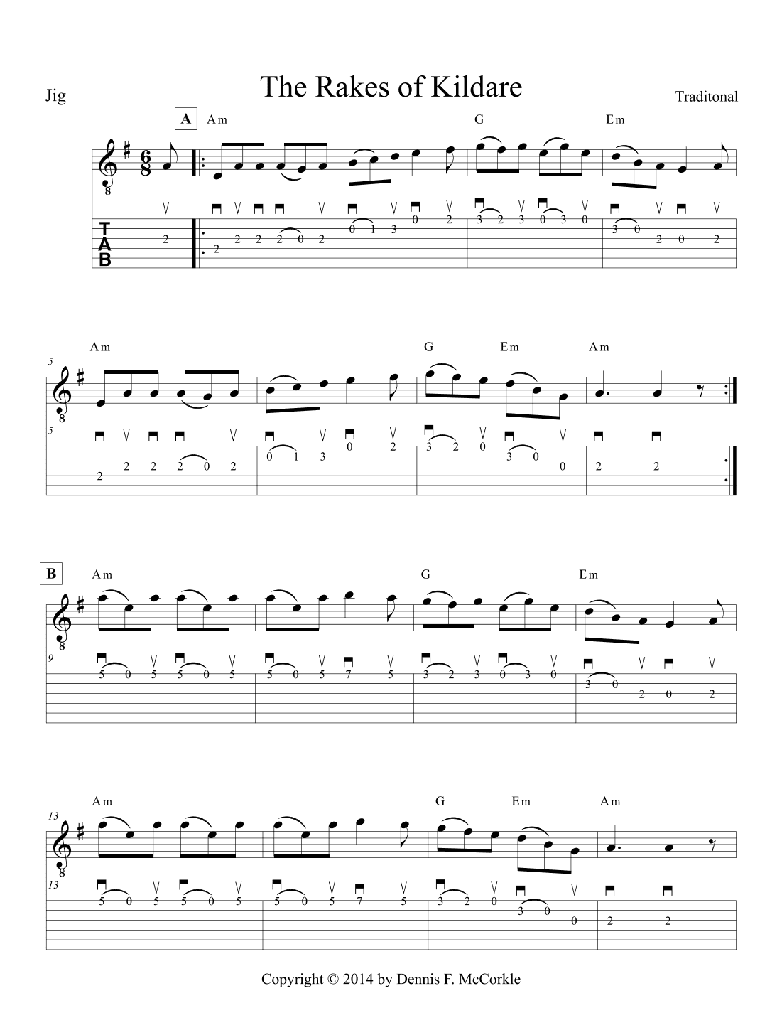 Rakes of Kildare, The (for Guitar) (arr. McCorkle, Dennis F.)
