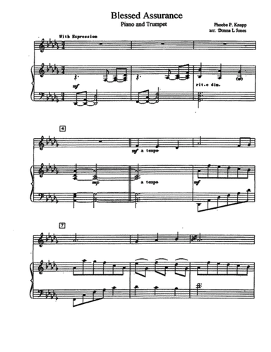 Blessed Assurance - Piano and Trumpet (arr. Donna L. Jones)