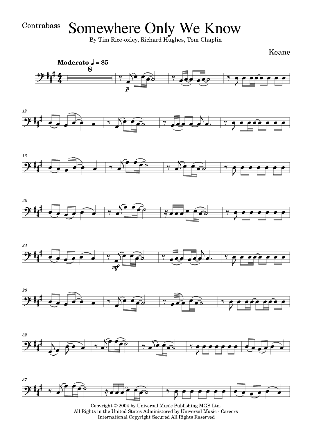 Somewhere Only We Know (arr. Golden Skull Editions)