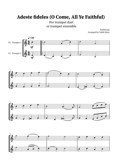 O Come, All Ye Faithful (Adeste Fideles) - Trumpet Duet (arr. Valdir Maia)