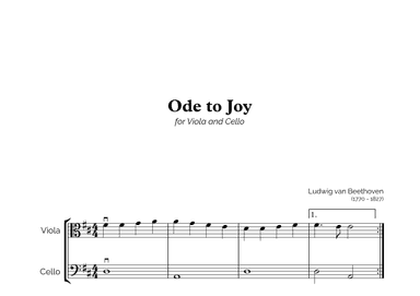 Ode to Joy for Easy Viola and Cello Duet (arr. Marcos Soares)
