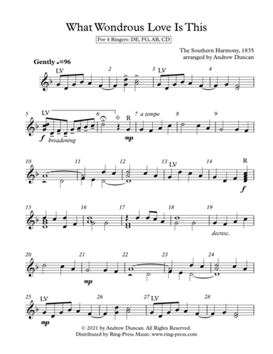 What Wondrous Love Is This - 4 Handbell Ringers (arr. Andrew Duncan)