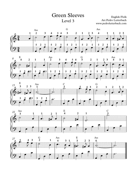 Green Sleeves (arr. Pedro Lutterbach)