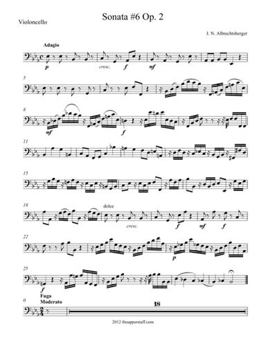 Sonata #6, Op. 2 for String Quartet (arr. theupperstaff.com)