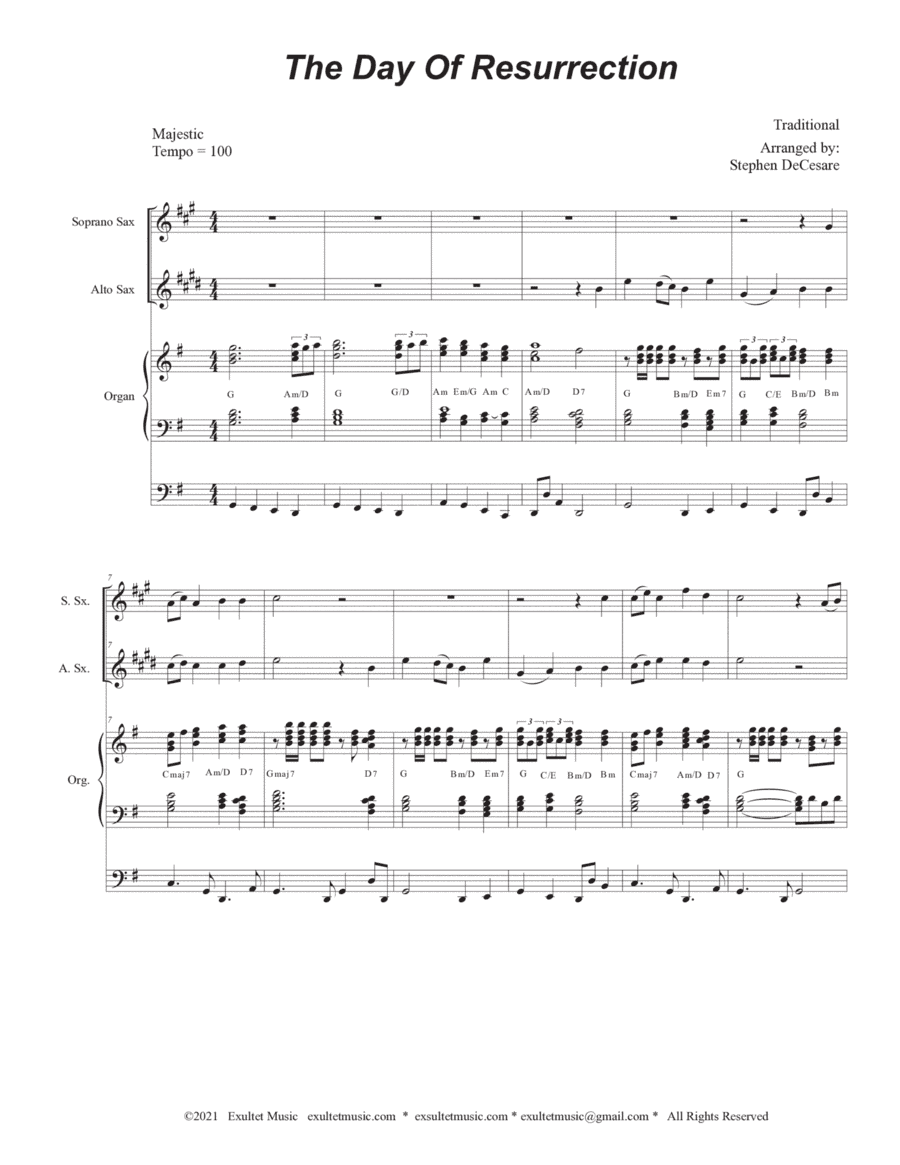 The Day Of Resurrection (Duet for Soprano and Alto Saxophone - Organ accompaniment) (arr. Stephen DeCesare)
