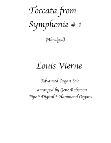 Toccata by Louis Vierne (ABRIDGED for Postlude) ORGAN (arr. Gene Roberson)