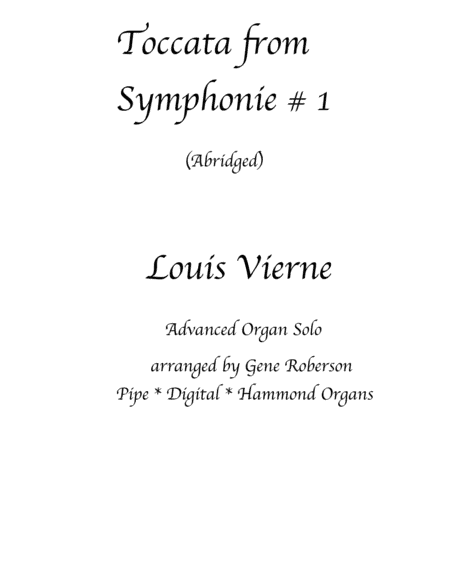 Toccata by Louis Vierne (ABRIDGED for Postlude) ORGAN (arr. Gene Roberson)