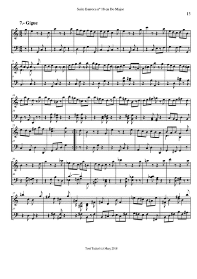 Gigue (movement of baroque suite nº18 in C Major for piano of Toni Tudurí)