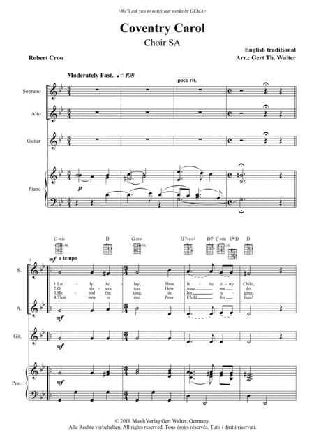 Coventry Carol (arr. Gert Th. Walter)