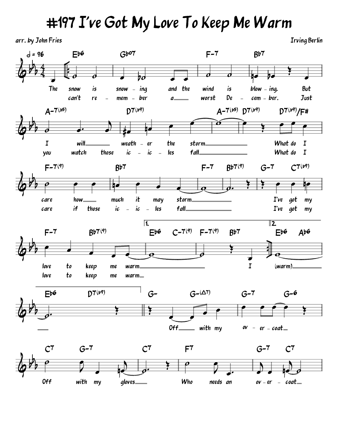 I've Got My Love To Keep Me Warm (arr. John Fries)