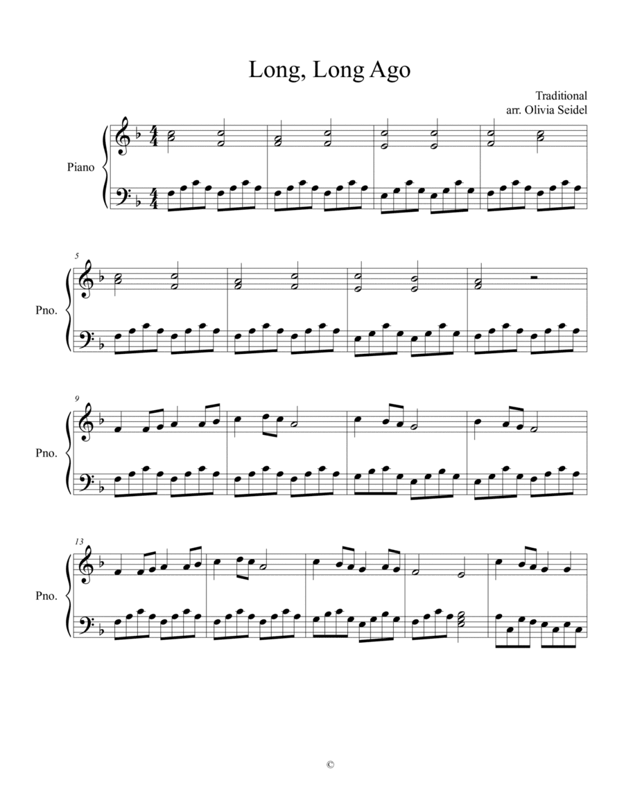 Long Long Ago (arr. Olivia Seidel)