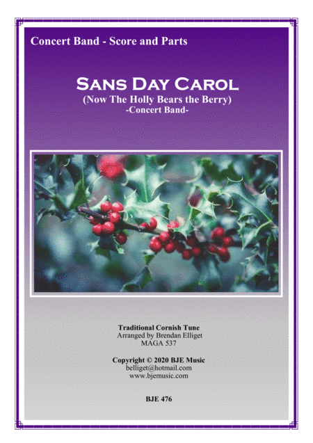Sans Day Carol (Now The Holly Bears The Berry) - Concert Band PDF (arr. Brendan Elliget MAGA 537)