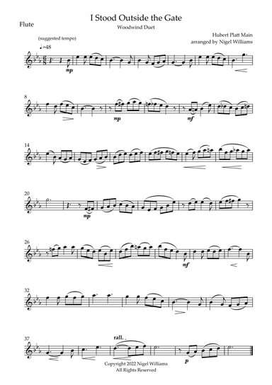 I Stood Outside the Gate, for Flute and Clarinet Duet (arr. Nigel Williams)