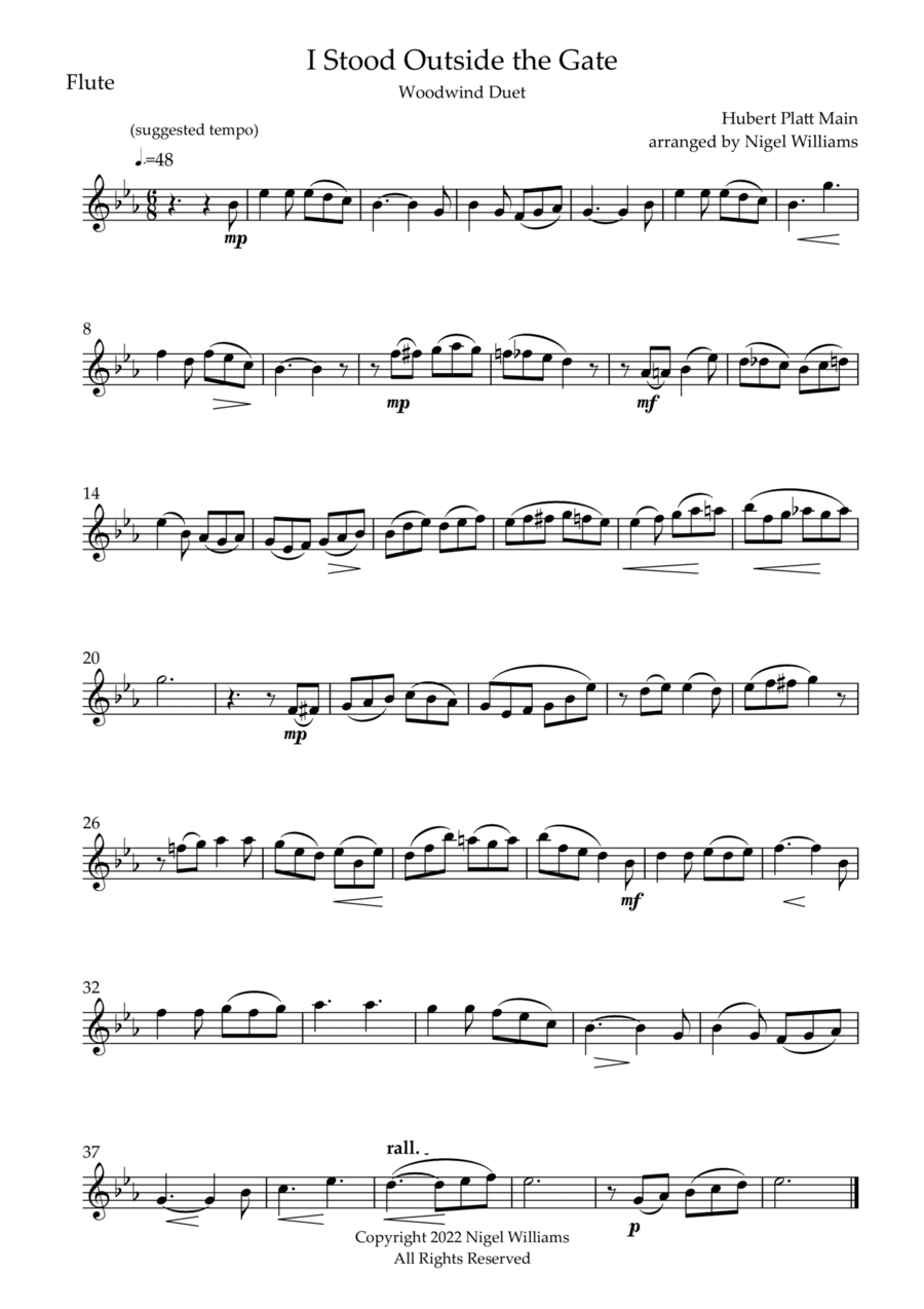 I Stood Outside the Gate, for Flute and Clarinet Duet (arr. Nigel Williams)