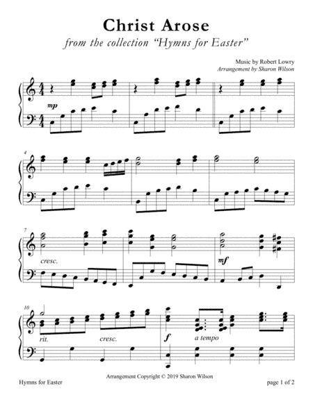 Christ Arose (LARGE PRINT Piano Solo) (arr. Sharon Wilson)