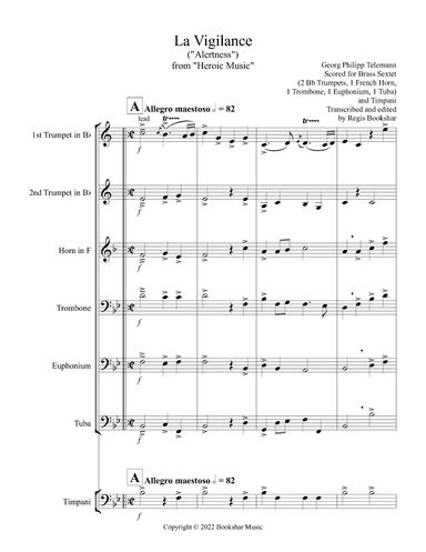 La Vigilance  (from "Heroic Music") (Bb) (Brass Sextet - 2 Trp, 1 Hrn,  1 Trb, 1 Euph, 1 Tuba, Timp) (arr. Regis Bookshar)