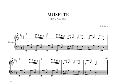 Musette in D Major, BWV Anh. 126 (Notebook for Anna Magdalena Bach) - Very easy/beginner piano (arr. Cadenza Editions)