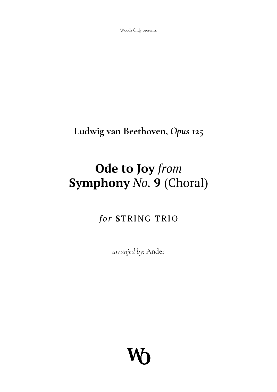 Ode to Joy by Beethoven for String Trio (arr. Ander)